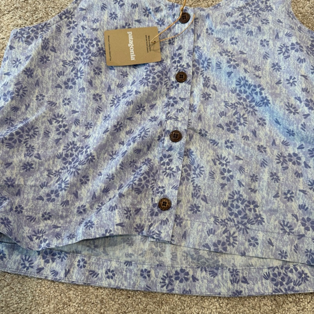 Patagonia Light Blue Floral Button-Front Tank Top - Picture 3 of 7